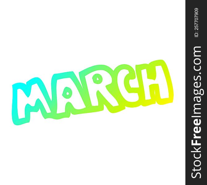 cold gradient line drawing of a cartoon month of march