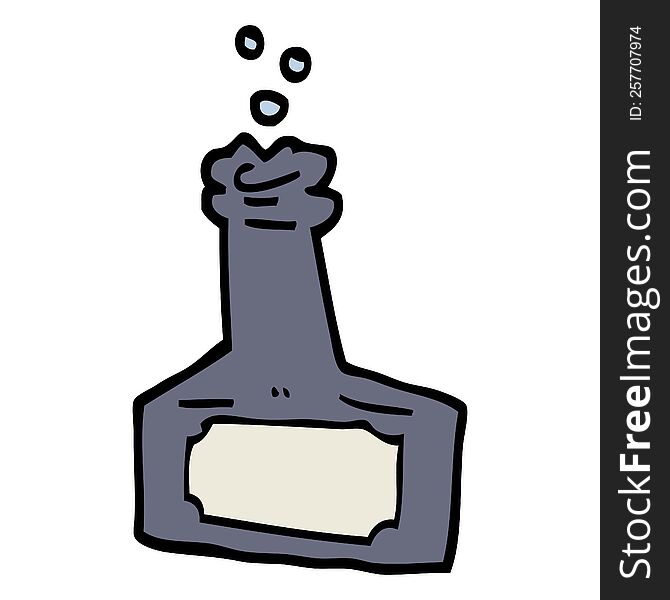 Hand Drawn Doodle Style Cartoon Bubbling Bottle