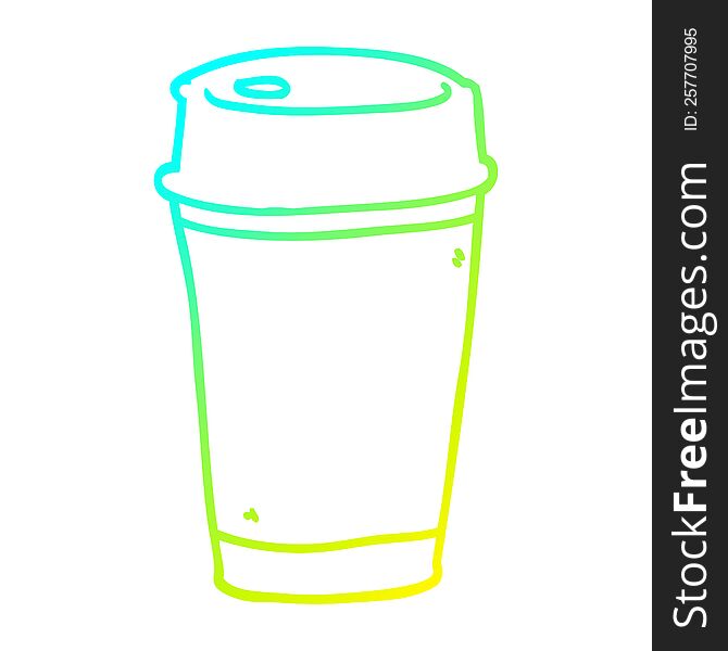 Cold Gradient Line Drawing Cartoon Take Out Coffee