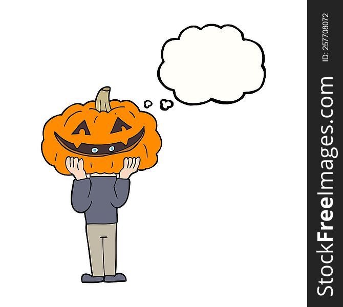 Thought Bubble Cartoon Pumpkin Head Halloween Costume