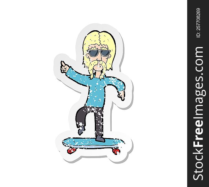 Retro Distressed Sticker Of A Cartoon Old Skater