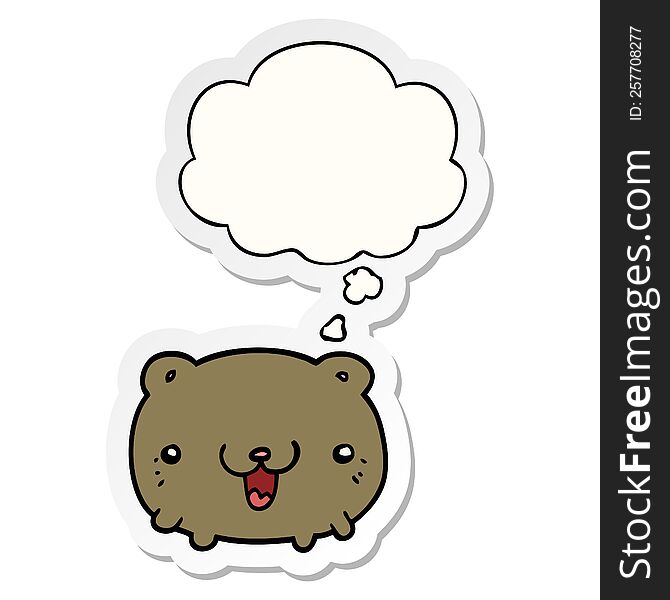 Funny Cartoon Bear And Thought Bubble As A Printed Sticker