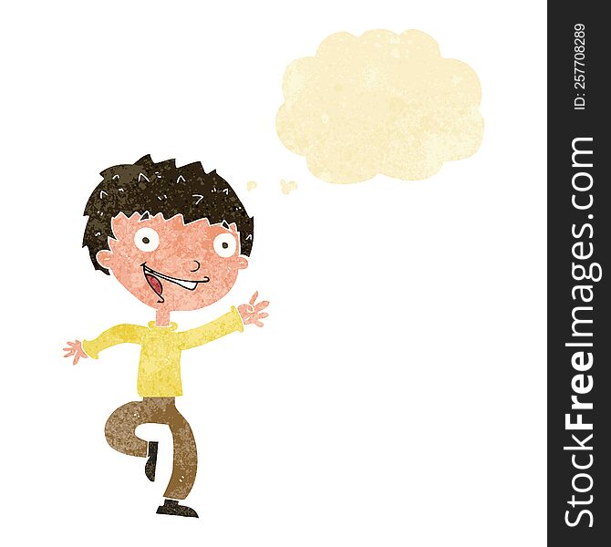 Cartoon Excited Boy With Thought Bubble