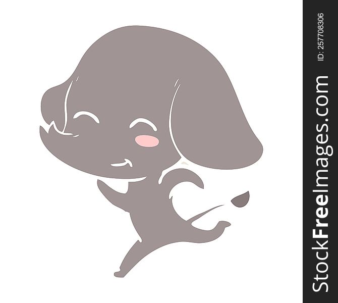 Cute Flat Color Style Cartoon Elephant Running