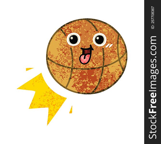 Retro Illustration Style Cartoon Basketball