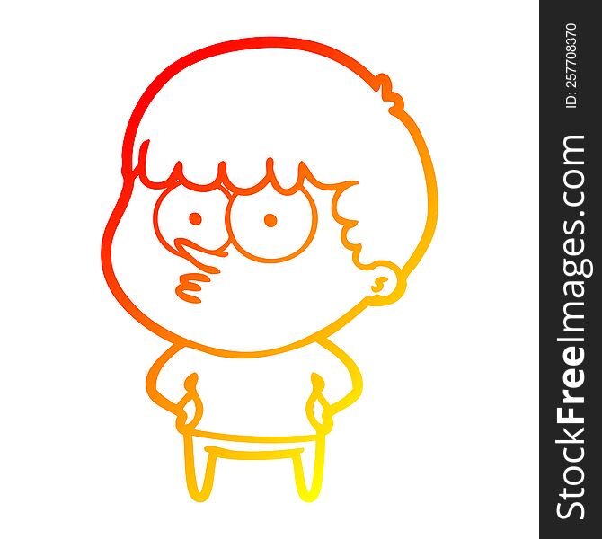 Warm Gradient Line Drawing Cartoon Curious Boy