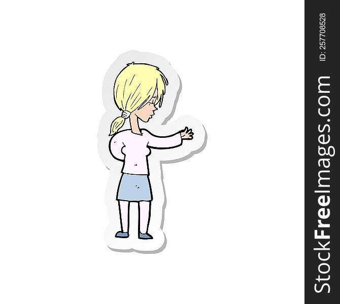 Sticker Of A Cartoon Woman Gesturing