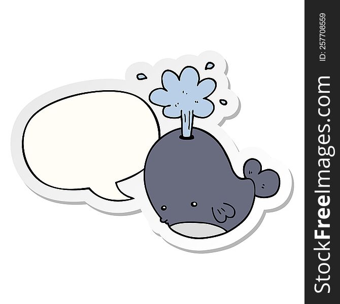 cartoon spouting whale with speech bubble sticker