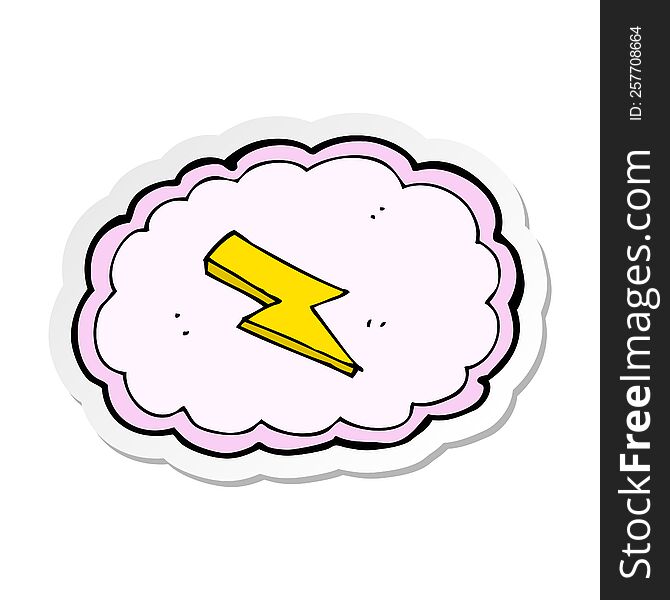 sticker of a cartoon cloud and lightning bolt symbol