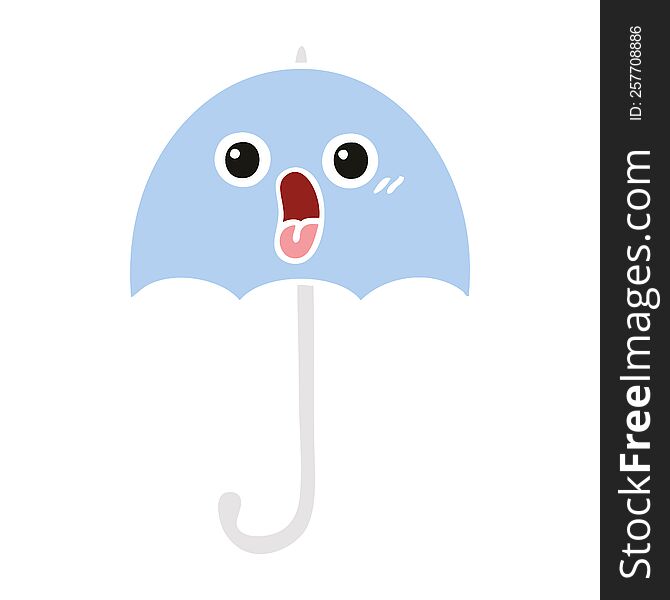 flat color retro cartoon umbrella