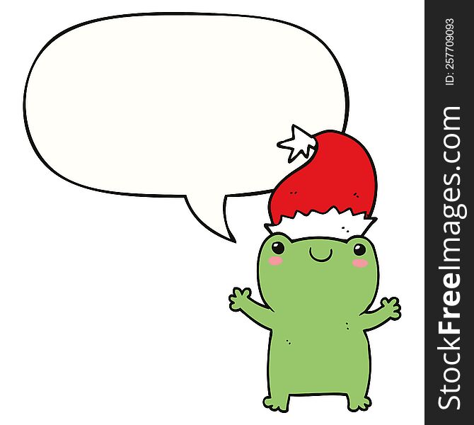 Cute Christmas Frog And Speech Bubble