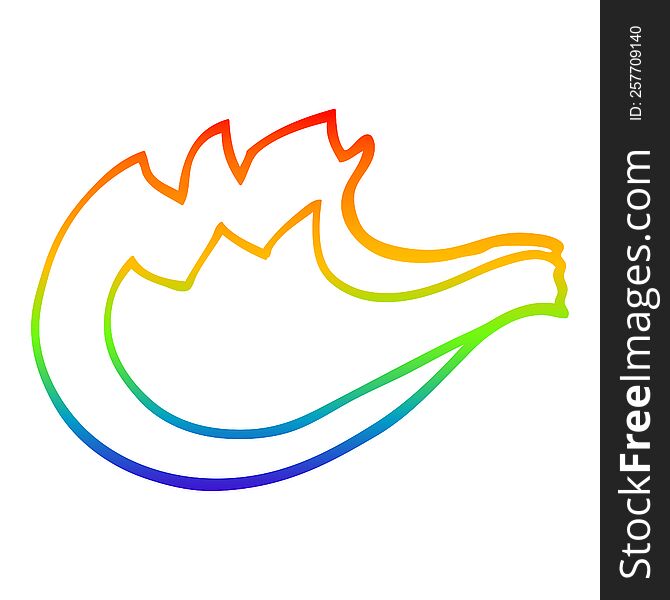 rainbow gradient line drawing of a cartoon blue gas flame