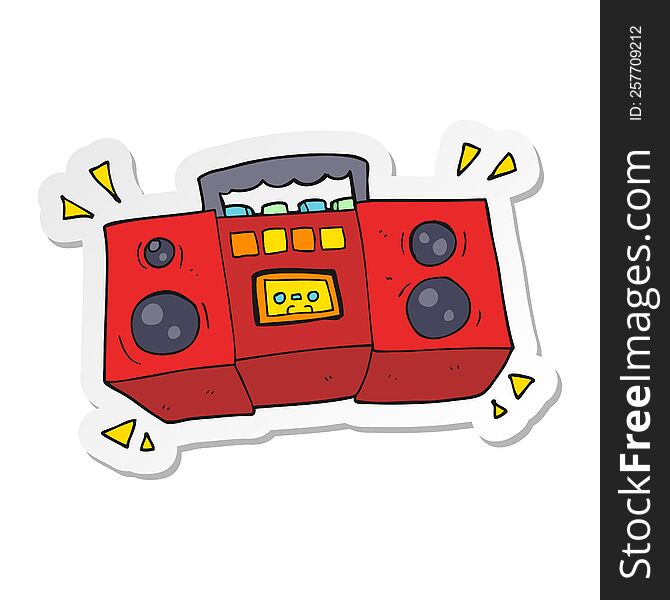 sticker of a cartoon cassette tape player