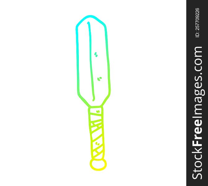 cold gradient line drawing of a cartoon baseball bat