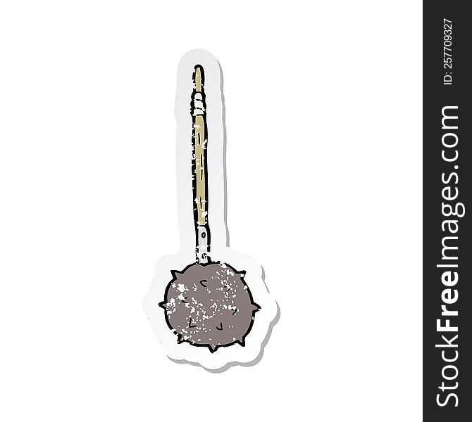 Retro Distressed Sticker Of A Cartoon Medieval Mace