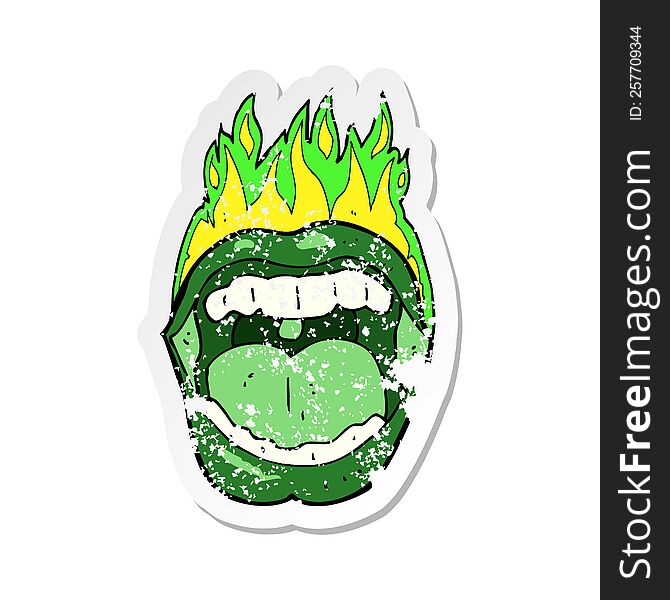 Retro Distressed Sticker Of A Cartoon Halloween Mouth