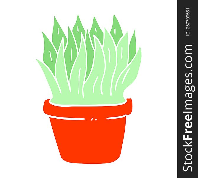 flat color illustration cartoon house plant