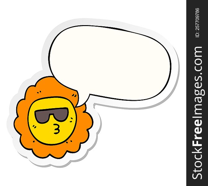 cartoon sunflower with speech bubble sticker. cartoon sunflower with speech bubble sticker