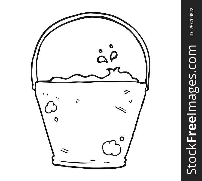 freehand drawn black and white cartoon bucket