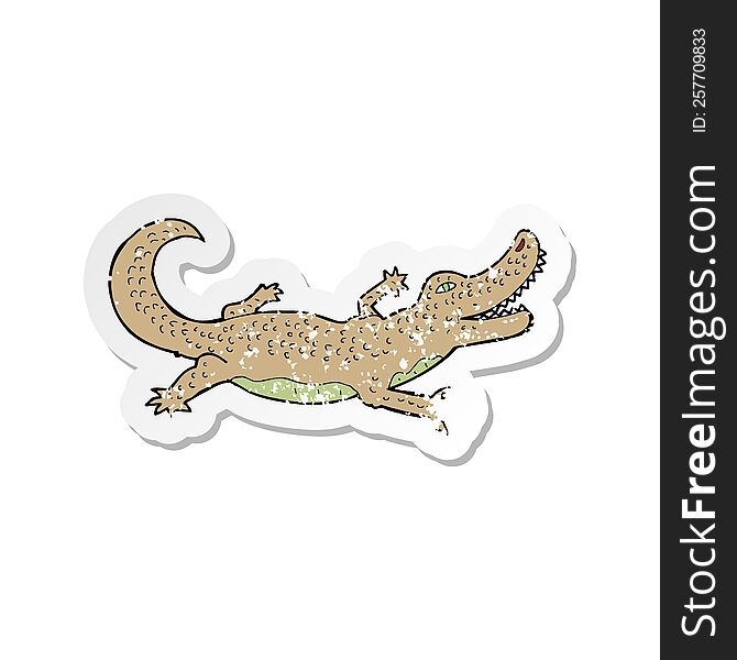 Retro Distressed Sticker Of A Cartoon Crocodile