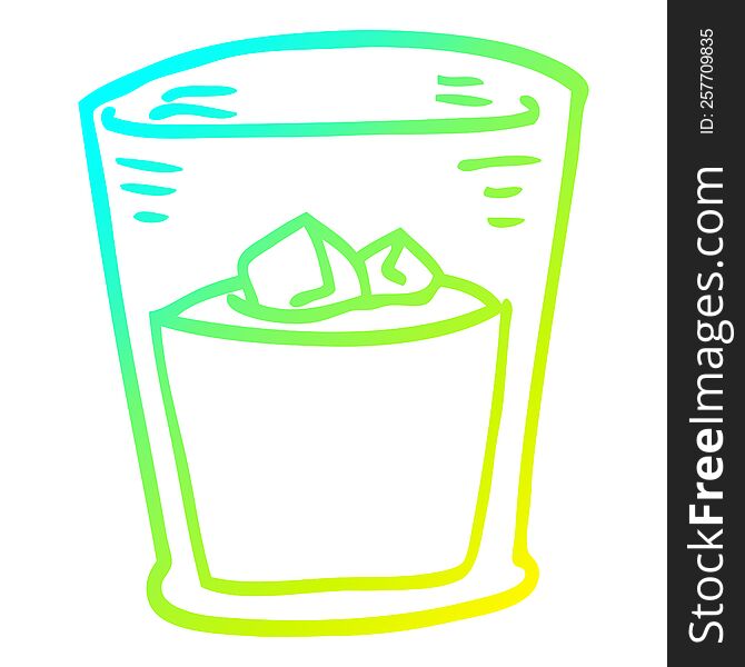 cold gradient line drawing of a cartoon whisky glass