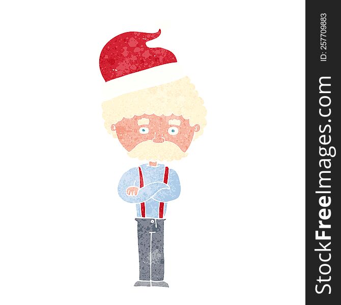 cartoon old man in christmas hat