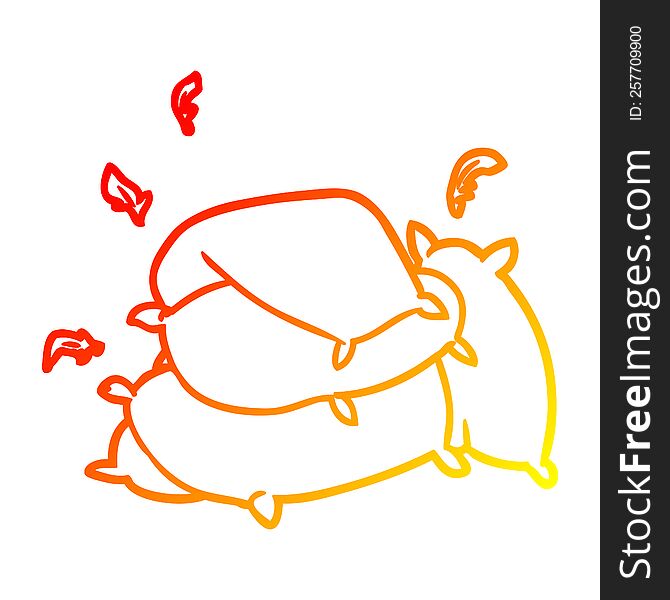 warm gradient line drawing of a pile of pillows