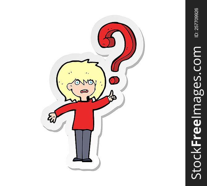 Sticker Of A Cartoon Confused Woman