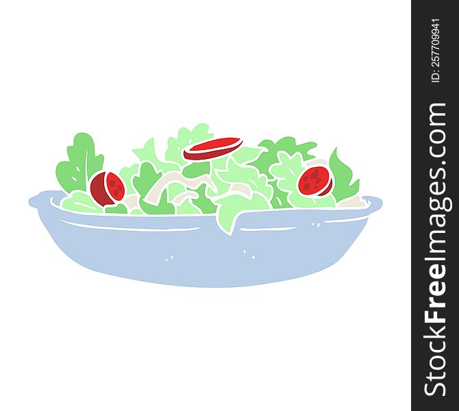 Flat Color Illustration Of A Cartoon Salad