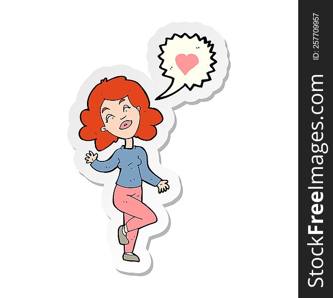 Sticker Of A Cartoon Woman In Love