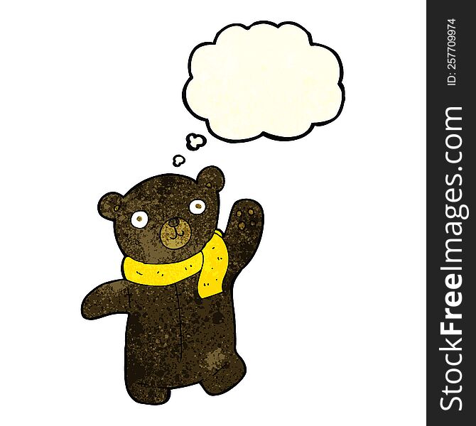 Cute Cartoon Black Teddy Bear With Thought Bubble