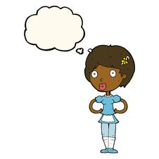 Free Cartoon Woman In French Maid Outfit With Thought Bubble Royalty Free Stock Photography - 257711217