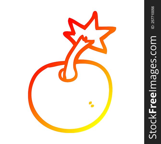 warm gradient line drawing of a round cartoon bomb