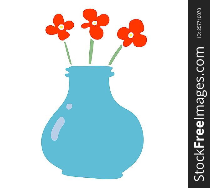 cartoon doodle vase with flowers