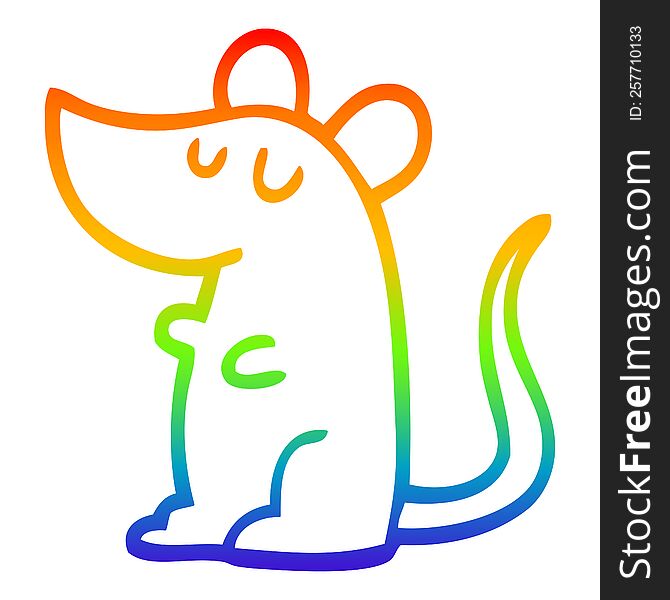 Rainbow Gradient Line Drawing Cartoon Mouse