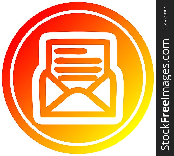 envelope letter circular icon with warm gradient finish. envelope letter circular icon with warm gradient finish