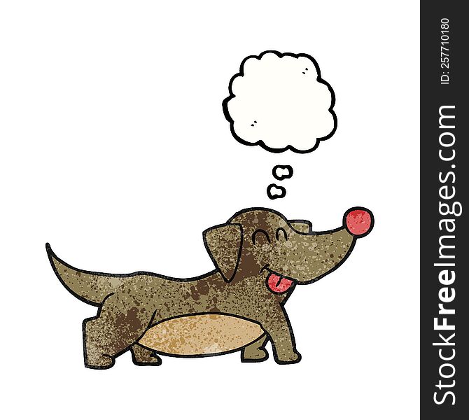 freehand drawn thought bubble textured cartoon happy little dog
