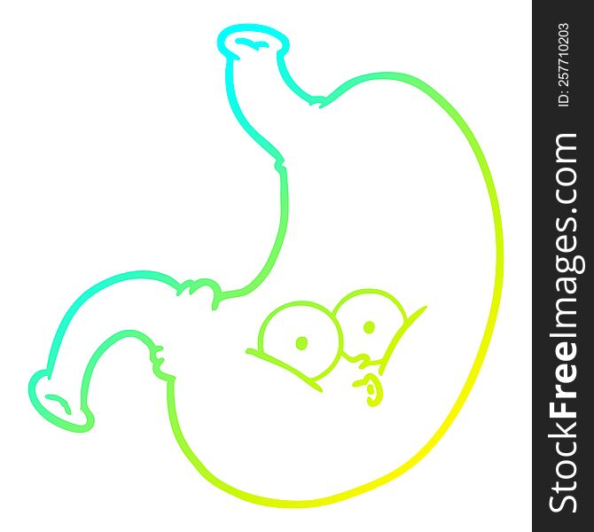 Cold Gradient Line Drawing Cartoon Bloated Stomach