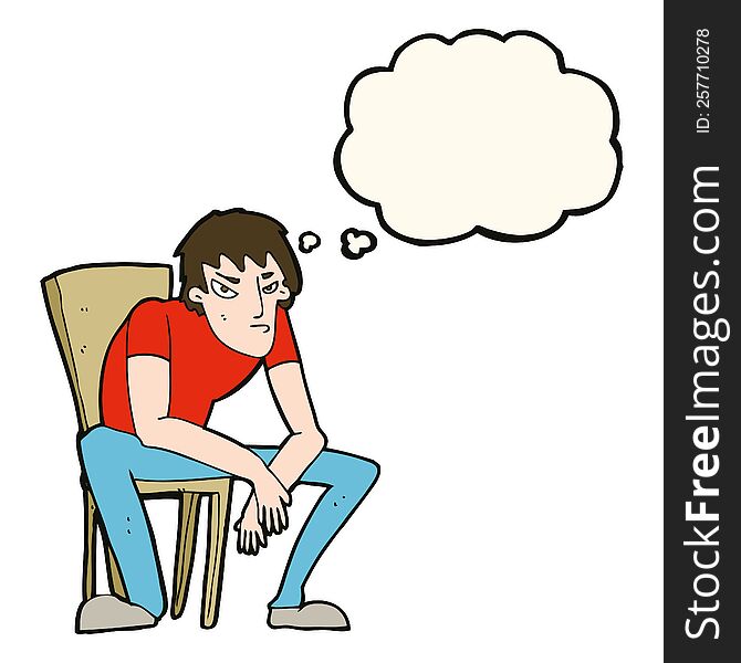 cartoon dejected man with thought bubble