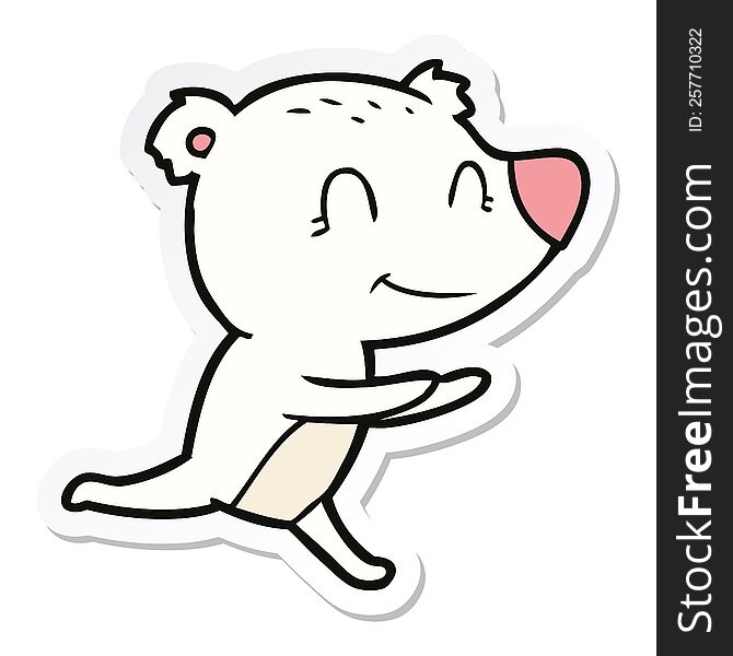 Sticker Of A Running Polar Bear Cartoon