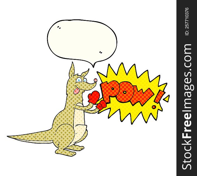 freehand drawn comic book speech bubble cartoon boxing kangaroo