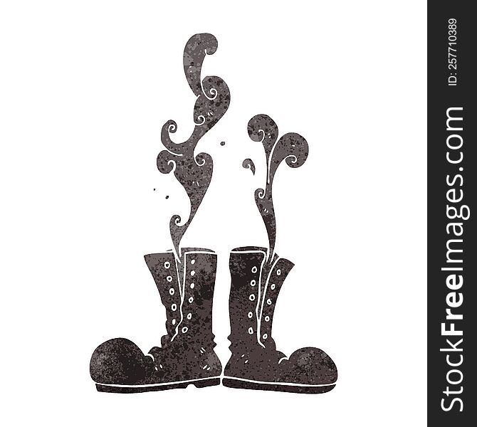 freehand retro cartoon steaming army boots