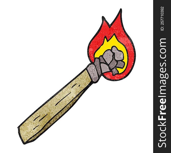 textured cartoon burning wood torch