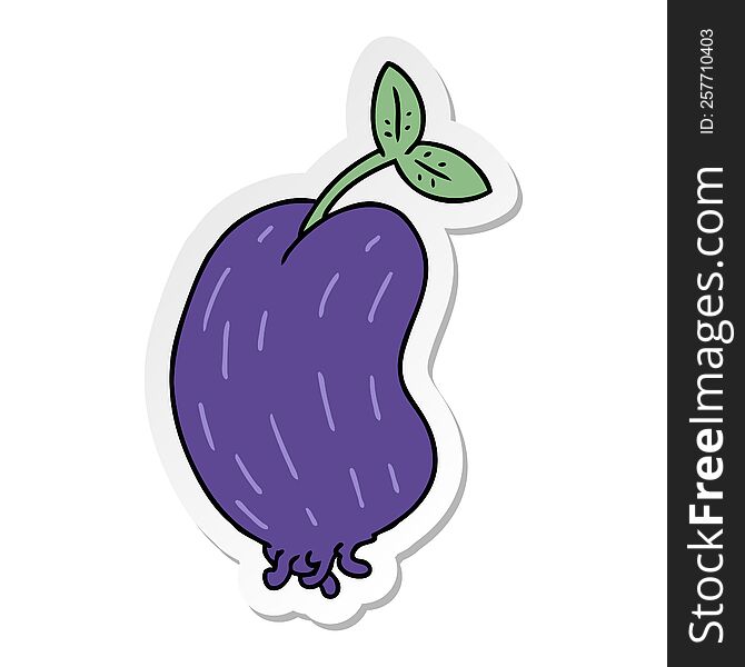 freehand drawn sticker cartoon of a sprouting bean