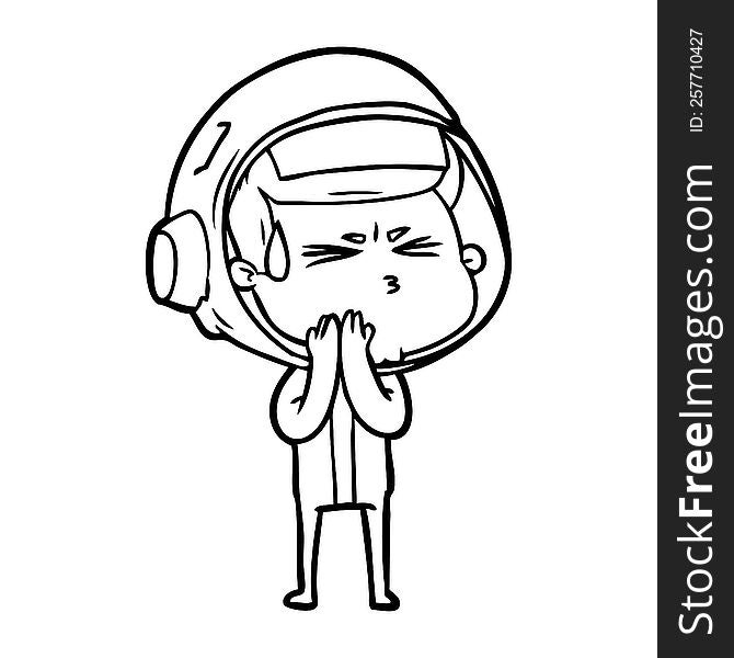 cartoon stressed astronaut. cartoon stressed astronaut