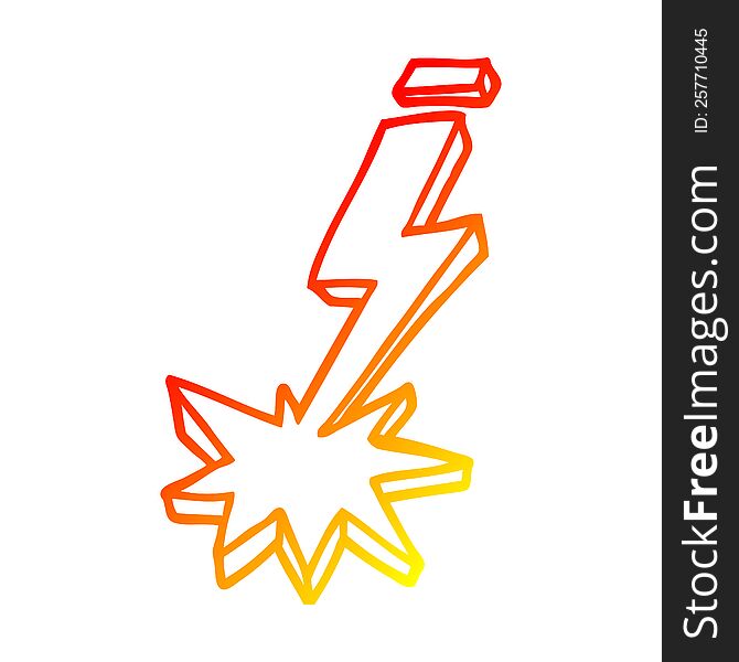 warm gradient line drawing of a cartoon thunder bolt