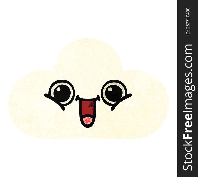 retro illustration style cartoon of a cloud