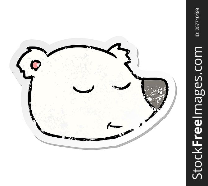 distressed sticker of a cartoon polar bear face