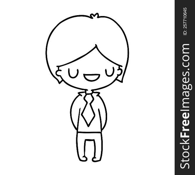 line drawing illustration of a kawaii cute boy. line drawing illustration of a kawaii cute boy
