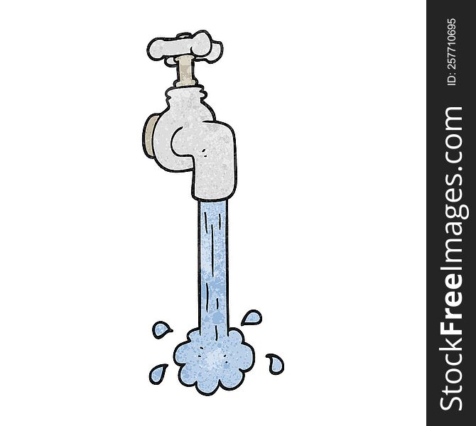 freehand textured cartoon running faucet